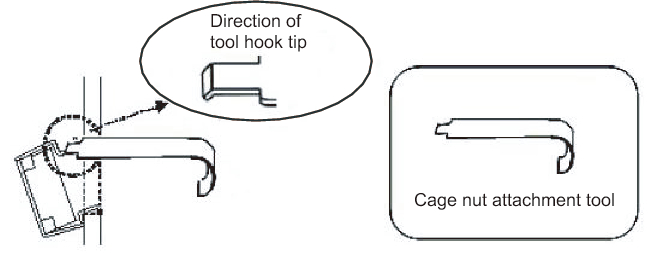 Figure 3-17  Using the cage nut attachment tool