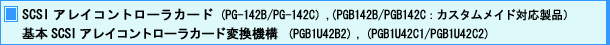 SCSI アレイコントローラカード (PG-142B / PG-142C),(PGB142B / PGB142C : カスタムメイド対応製品) 基本 SCSI アレイコントローラカード変更機構 (PGB1U42B2),(PGB1U42C1 / PGB1U42C2)