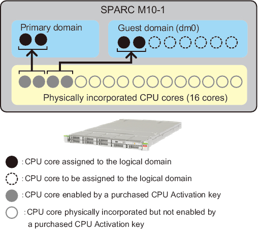 Figure K-3  Configuration Example for the Case Where the Function Has Expired or is Disabled (SPARC M10-1)
