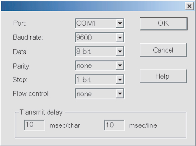 Figure 2-15  Example of Terminal Software Settings