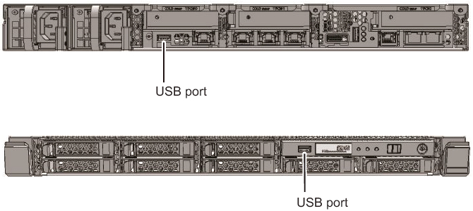 Figure 4-1  USB Port (SPARC M12-1) that can be Connected to a DVD Drive