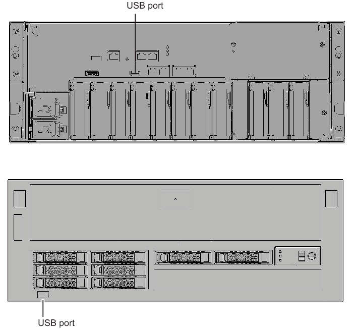 Figure 4-5  USB port (SPARC M10-4/M10-4S) that can be connected to a DVD drive