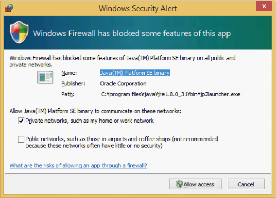 Figure 4-16  Warning Message if the Windows Firewall is Used
