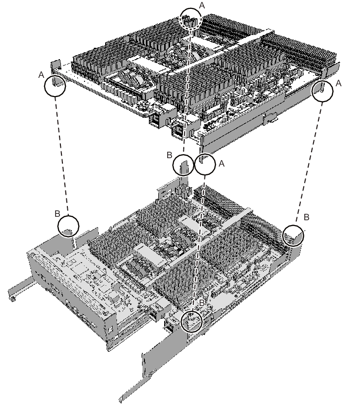 Figure 9-62  Guide positions of the CPU memory unit upper